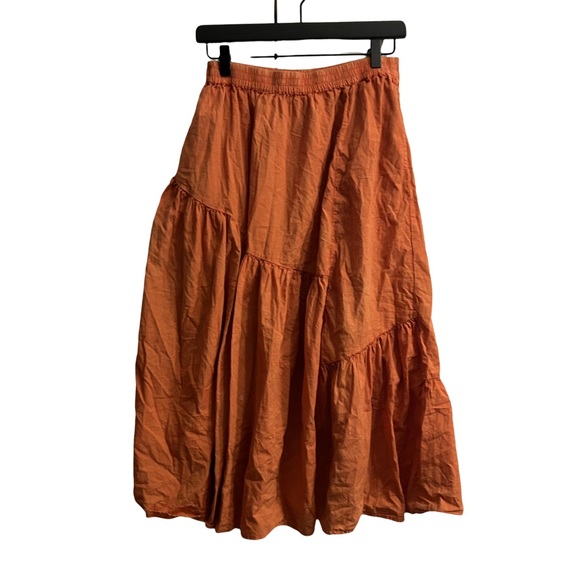 Free People All About Tiers Midi Skirt Swing Orange XS - Picture 3 of 10